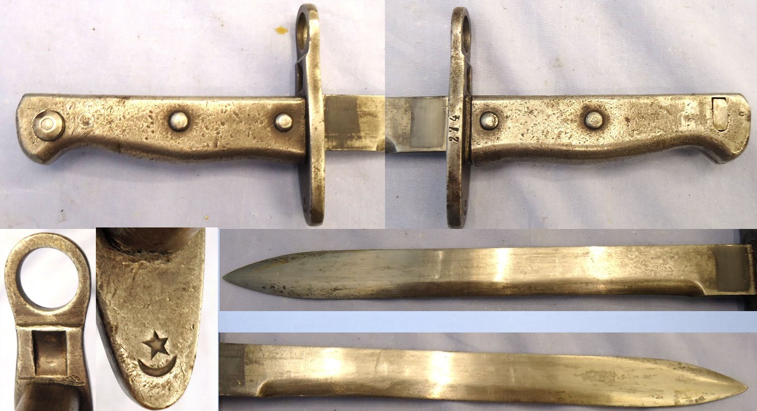 WW1, Turkish, Ersatz Pattern Model 1890 Bayonet, Steel Scabbard and Leather Frog. Sn 23478:3 Bayonet