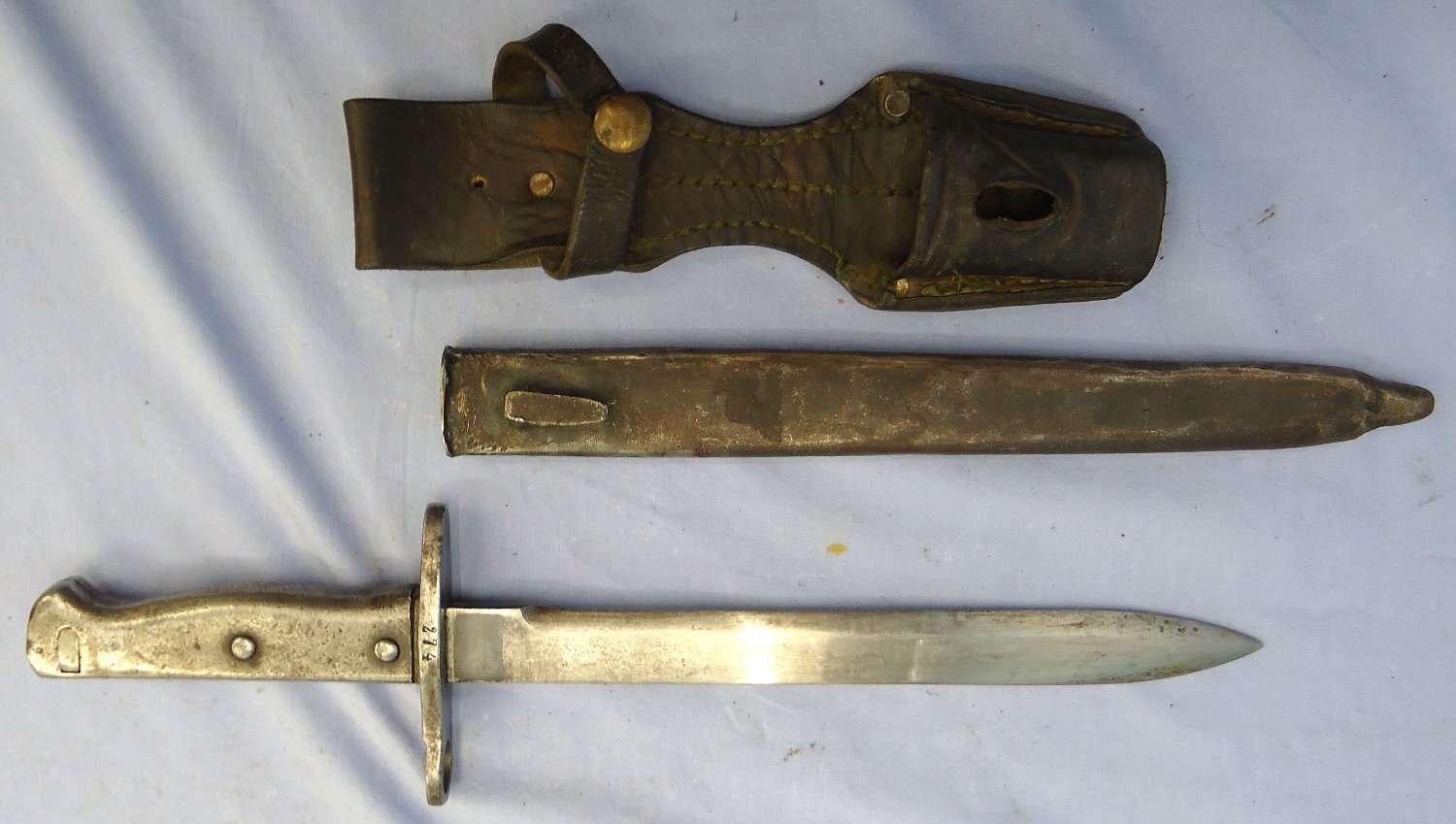 WW1, Turkish, Ersatz Pattern Model 1890 Bayonet, Steel Scabbard and Leather Frog. Sn 23478:3 Bayonet - {CATEGORY} in 