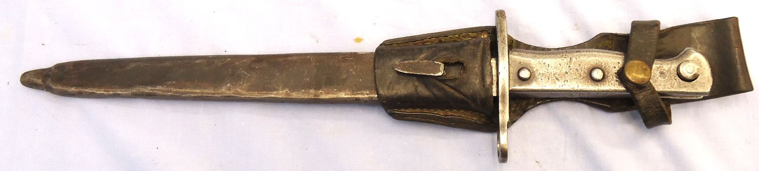 WW1, Turkish, Ersatz Pattern Model 1890 Bayonet, Steel Scabbard and Leather Frog. Sn 23478:3 Bayonet 
