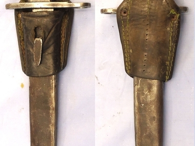 WW1, Turkish, Ersatz Pattern Model 1890 Bayonet, Steel Scabbard and Leather Frog. Sn 23478:3 Bayonet