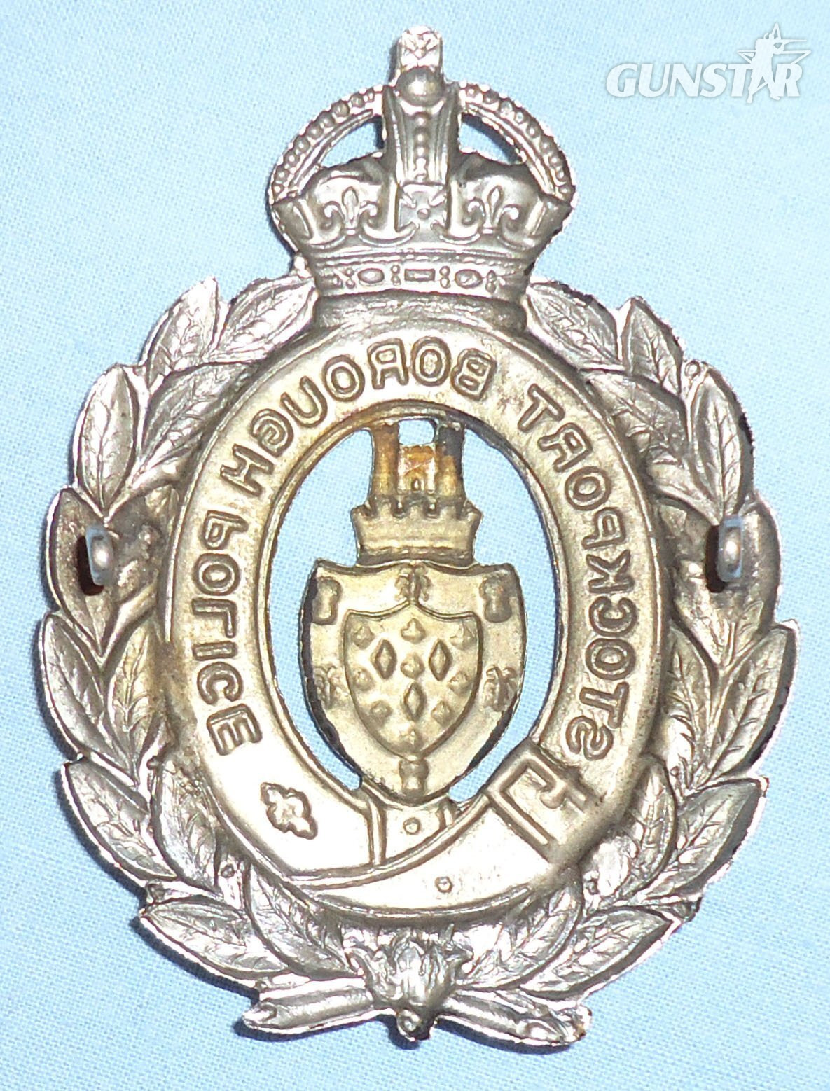  Stockport Borough Police Helmet Plate. BA 893. Stockport Borough Police Helmet Plate. BA 893.  Antique & Militaria