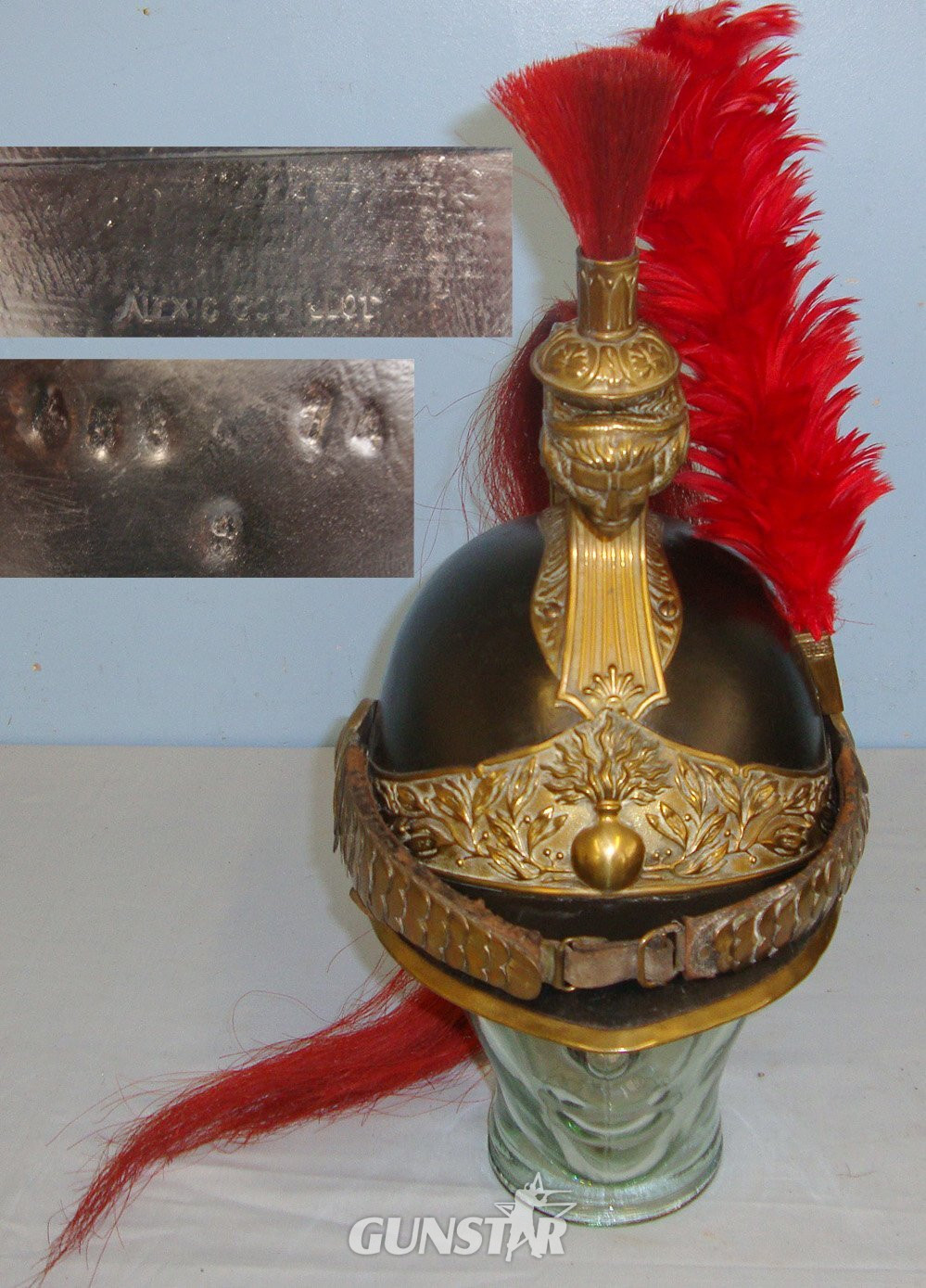 Late 1800\'s Third Republic Era French Model 1876 Cuirassier Cavalry Regiment Helmet by Alexis Godillot (1816-1893) With Plumes & Horse Hair Mane. Sn 17563  Clothing in 