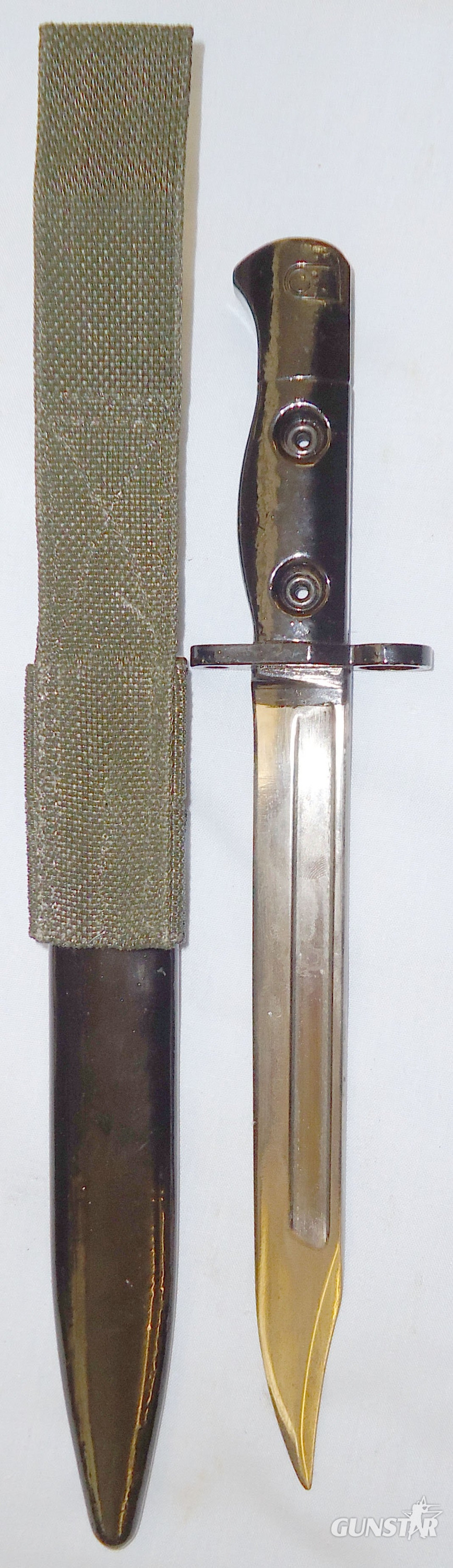  British L1A3 Knife Bayonet for the FAL Rifle No.5 Scabbard & Webbing Frog. BAYO 451. Bayonet