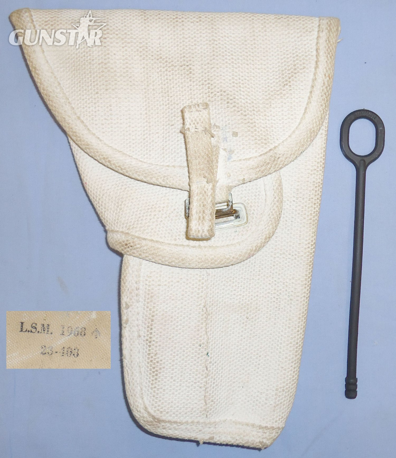 Browning 1968 Dated Snow Como White British Army Webbing Holster for the Military 9mm Browning High Power automatic pistol. L 273.  Antique & Militaria in 