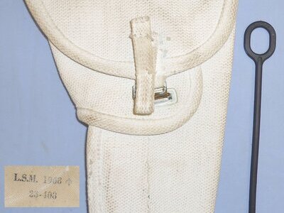 Browning 1968 Dated Snow Como White British Army Webbing Holster for the Military 9mm Browning High Power automatic pistol. L 273.  Antique & Militaria