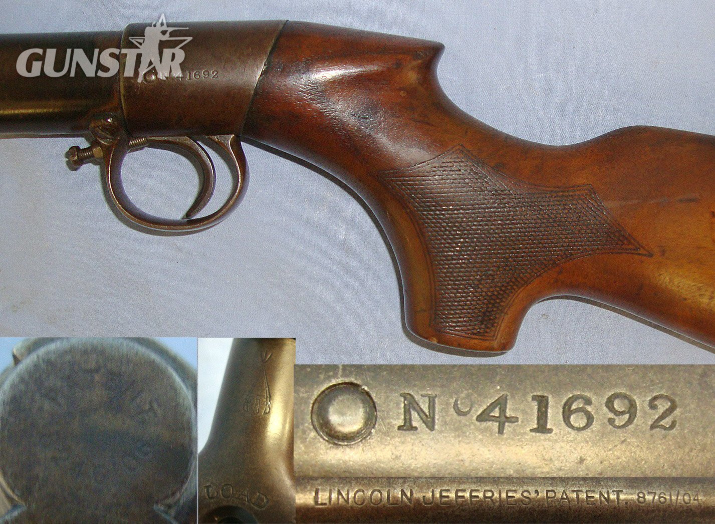 1905-1914 BSA Lincoln Jeffries Patent Improved Model D .177 Calibre Pistol Grip Stock Variant Underlever Air Rifle With Correct ‘Bayonet’ Catch Lever. Sn 23457 air rifle .177