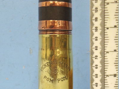 DEACTIVATED INERT. British Boer War Era, Vickers Son & Maxim 37mm (37 x 94R) Pom Pom Nose Fused HE (High Explosive) Round Factory Presentation Round. - O 1723 DEACTIVATED INERT. British Boer War Era, Vickers Son & Maxim 37mm (37 x 94R) Pom Pom Nose Fused HE (High Explosive) Round Factory Presentation Round. - O 1723  Other