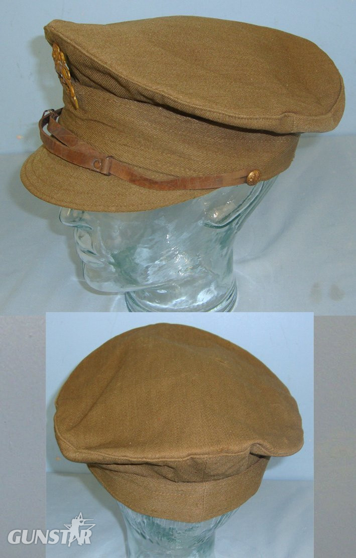  RARE**WW1 1918 British WD King\'s Own Royal Regiment (Lancaster) Other Ranks Peaked ‘Denim’ Trench Service Cap With Regimental Cap Badge. Sn 22553:13  Clothing