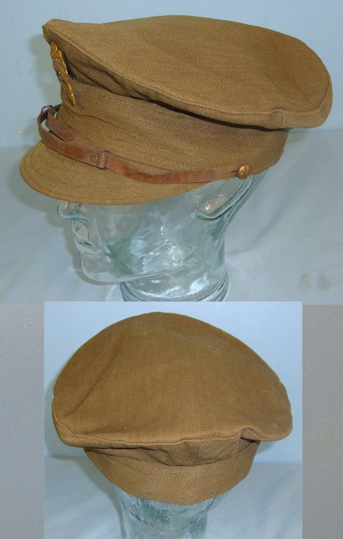  RARE**WW1 1918 British WD King\'s Own Royal Regiment (Lancaster) Other Ranks Peaked ‘Denim’ Trench Service Cap With Regimental Cap Badge. Sn 22553:13  Clothing