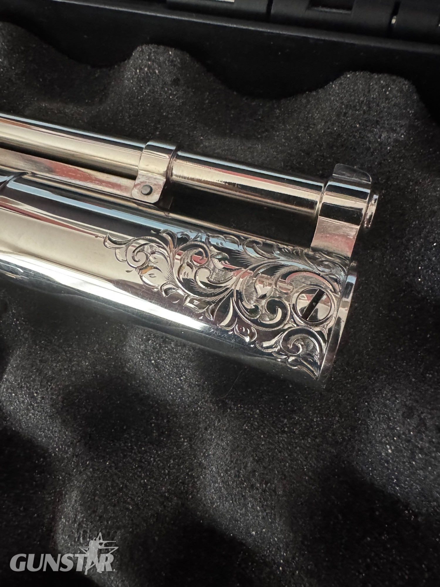 {CATEGORY} - Webley mark one special in .177 in Nickel plate . ENGRAVED. Don Blocksidge Mk 1 special .177