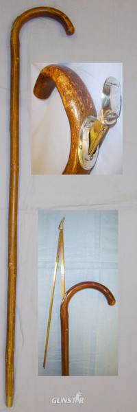 Rare & Unusual English 1935-1936 Farrier\'s Walking Stick with Integral \'Hands\' Measure, Spirit Level Arm & Hallmarked Sterling Silver Mounts. Sn 10206. Rare & Unusual English 1935-1936 Farrier\'s Walking Stick with Integral \'Hands\' Measure, Spirit Level Arm & Hallmarked Sterling Silver Mounts. Sn 10206. Other Accessory in 