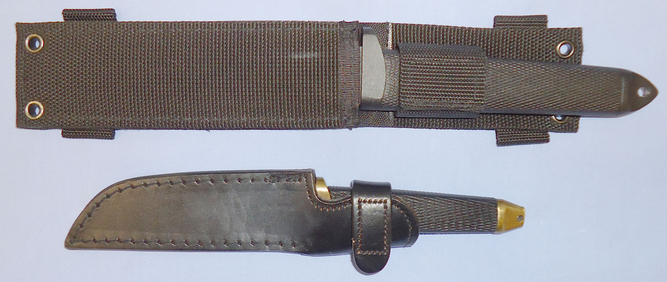 Two Tantos With Webbing and Leather Sheaths. 21263. Knive