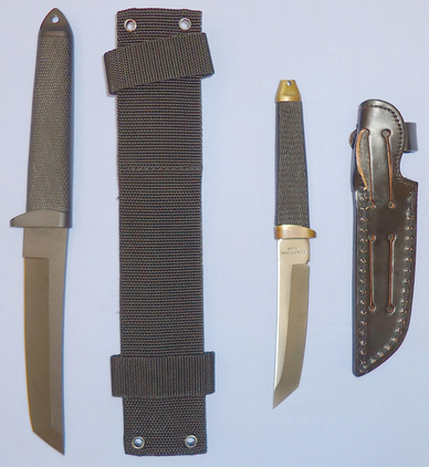  Two Tantos With Webbing and Leather Sheaths. 21263. Knive