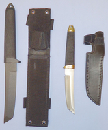 Two Tantos With Webbing and Leather Sheaths. 21263. Knive