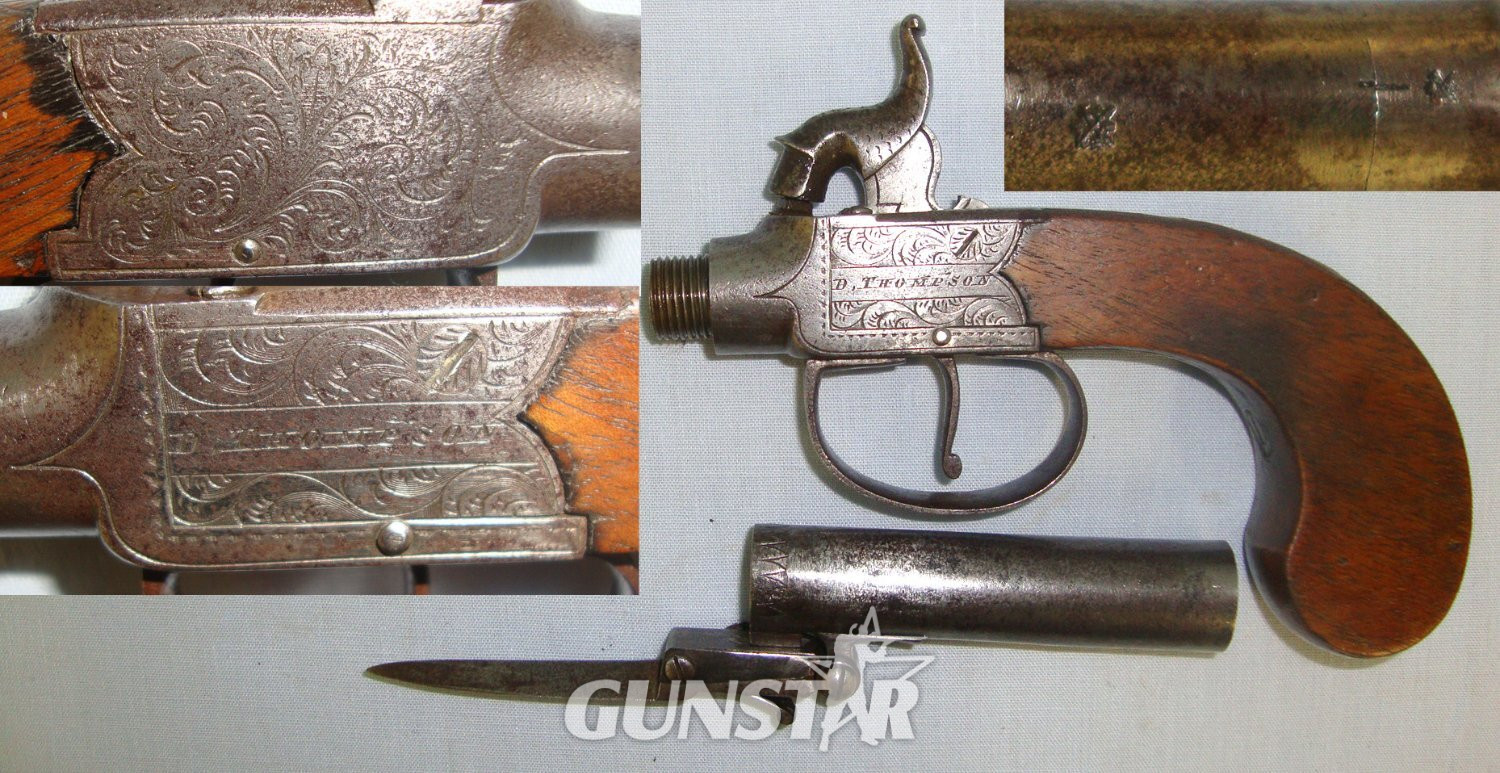 D. Thompson With Screw Off Barrel & Folding Sprung Bayonet. Sn 22128 None Muzzleloader