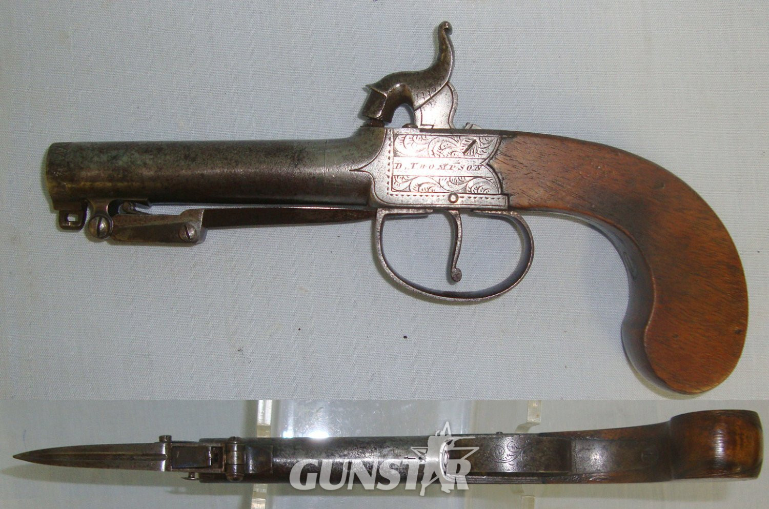  D. Thompson With Screw Off Barrel & Folding Sprung Bayonet. Sn 22128 None Muzzleloader