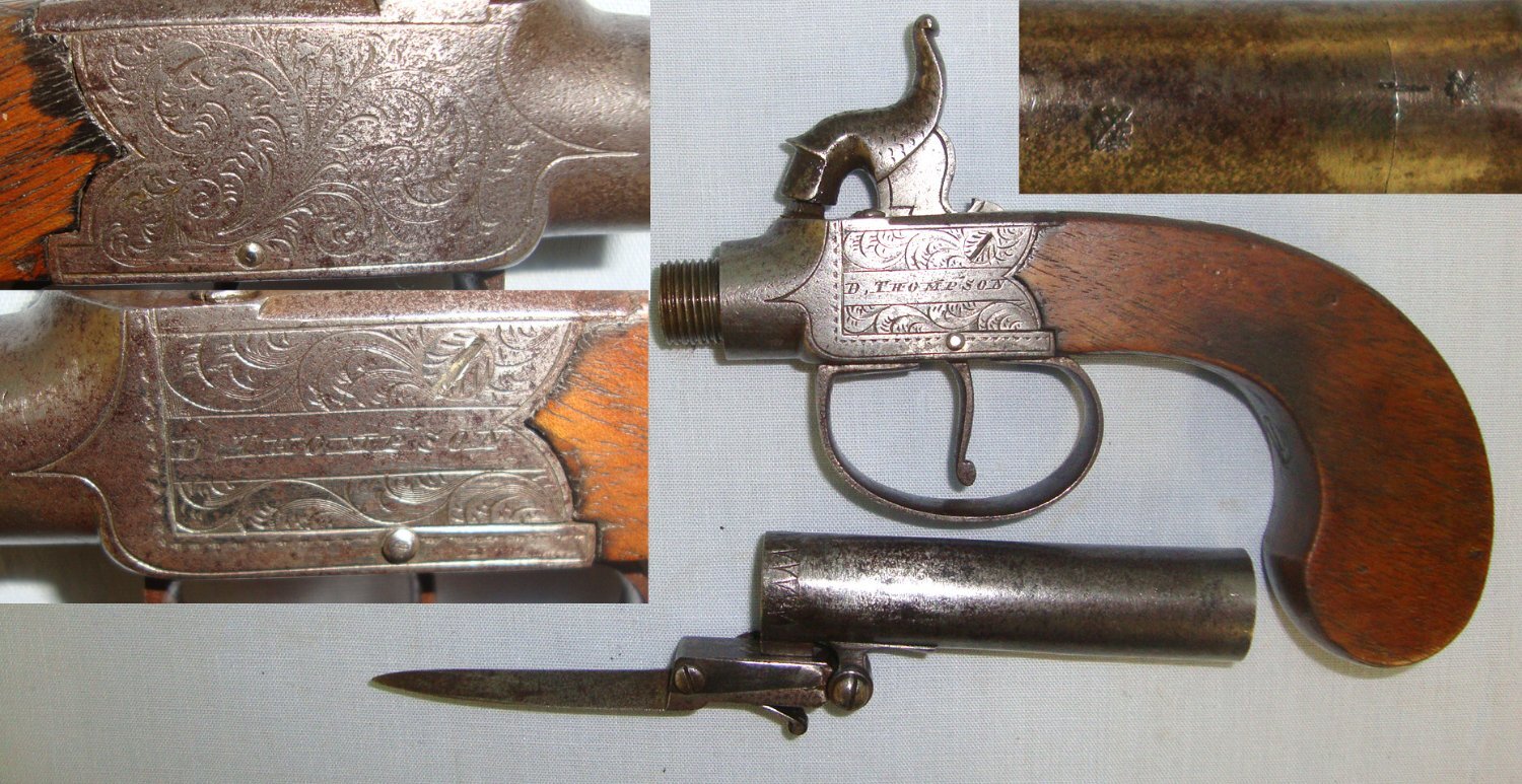 D. Thompson With Screw Off Barrel & Folding Sprung Bayonet. Sn 22128 None Muzzleloader