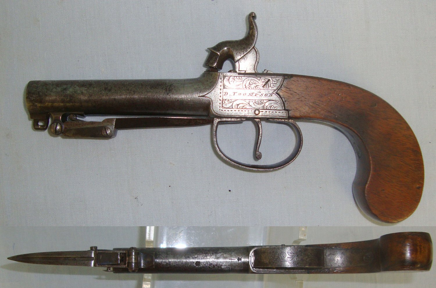  D. Thompson With Screw Off Barrel & Folding Sprung Bayonet. Sn 22128 None Muzzleloader