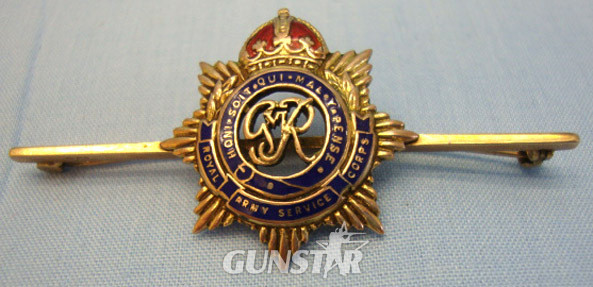 Royal Army Service Corps Sweetheart Brooch. 9 Ct Gold And Enamel G.V.I.R. Royal Army Service Corps Sweetheart Brooch. Other Accessory in 