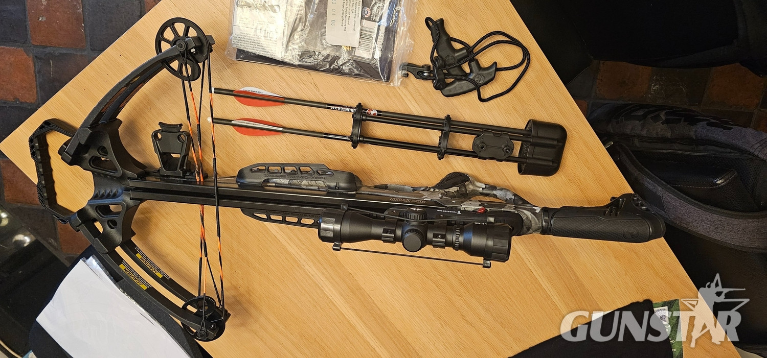  BarreBarnett introduces the all-new Explorer series with impressive power anc performance in an affordable package. The XP380 features a pass-through foregrip, adjustable butt stock, and exclusive Strike  Crossbows and Bows