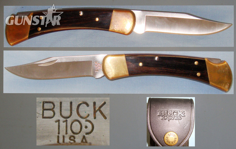 American ‘Buck 110’ Locking Pocket Knife and Leather Sheath. ED 2644. Hunting Knive