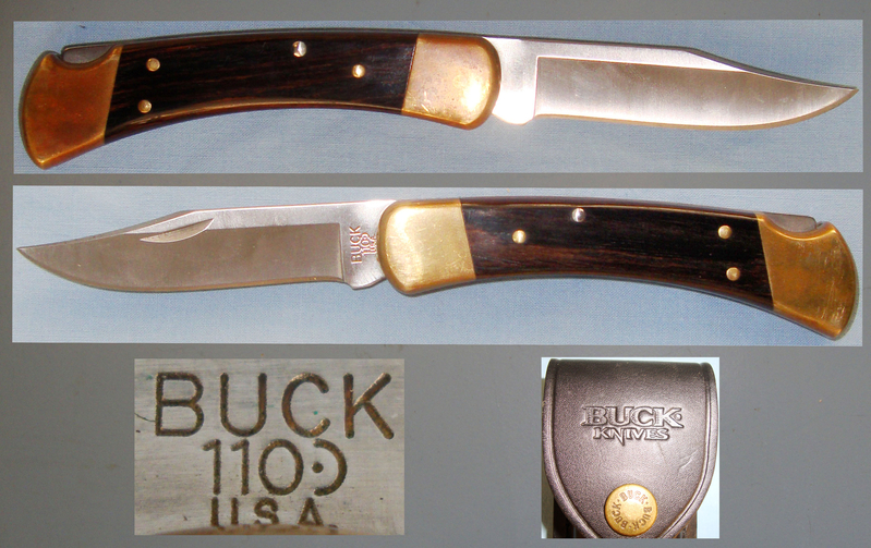 American ‘Buck 110’ Locking Pocket Knife and Leather Sheath. ED 2644. Hunting Knive