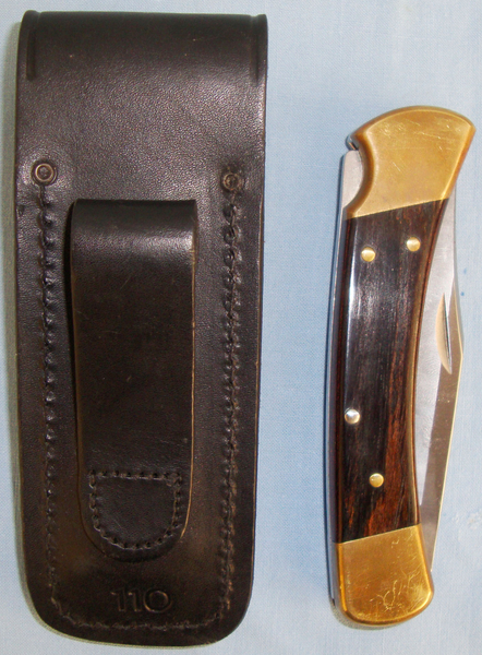  American ‘Buck 110’ Locking Pocket Knife and Leather Sheath. ED 2644. Hunting Knive