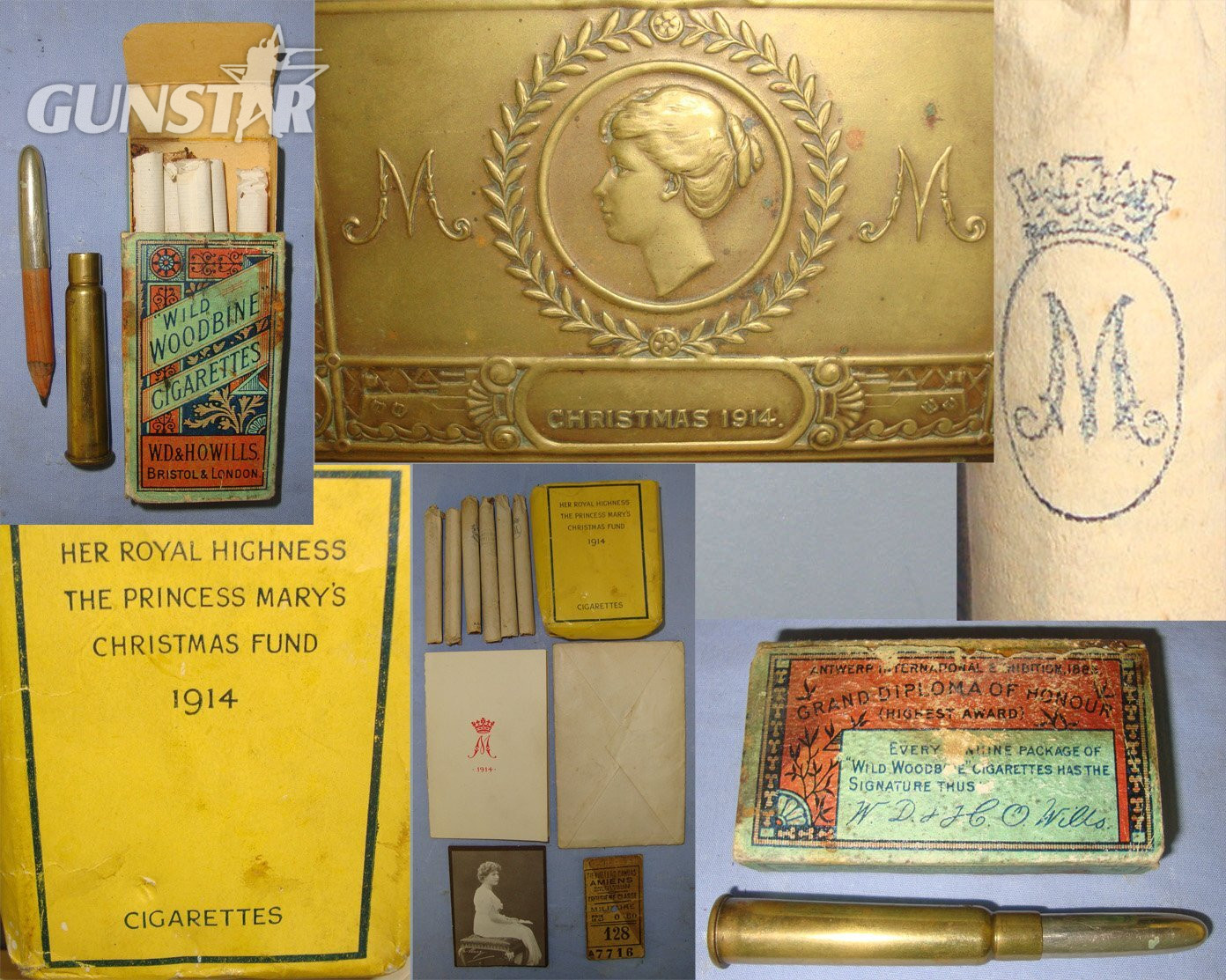 ORIGINAL**Early WW1 Christmas 1914 Princess Mary's Brass Gift Fund Box With Original Contents. Sn 22987:3  Antique & Militaria in 