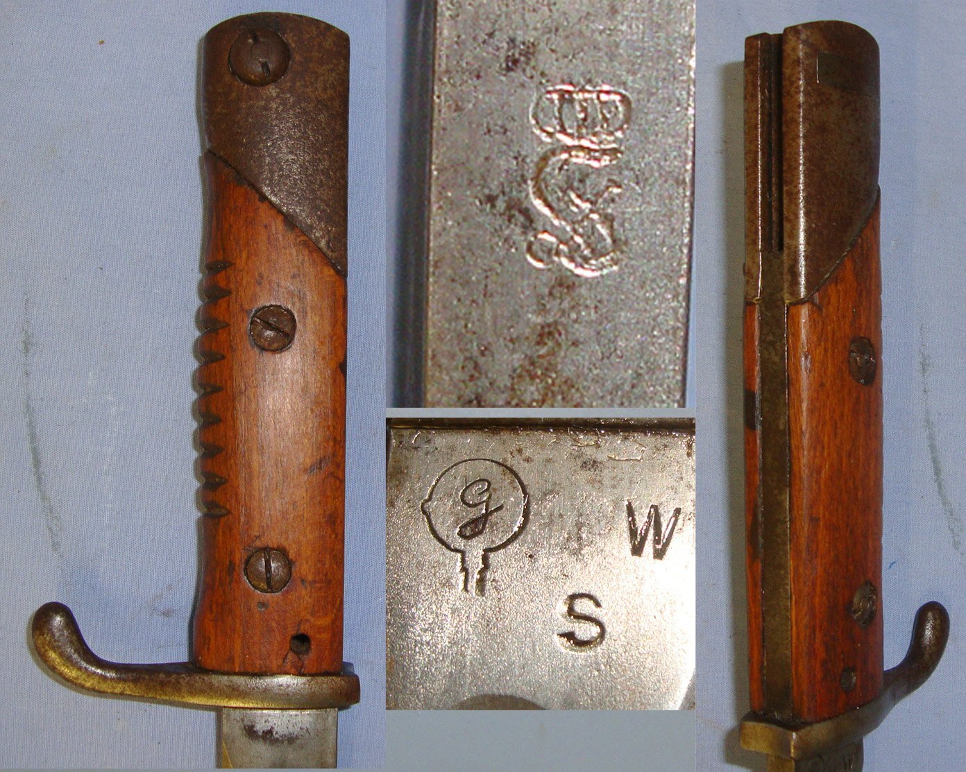 VERY RARE & DESIRABLE**WW1 C1915 Imperial German Model S15 Gottscho Machine Gunners Bayonet & Scabbard With Rare To Find Original Leather Frog. Sn 21426 Bayonet
