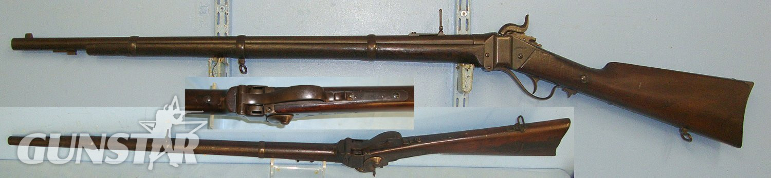 RARE**ORIGINAL**American Civil War Era, Sharps New Model 1859 .52” Paper Cartridge Capping Breech Loading Percussion Single Shot Rifle With Lawrence 1859 Patent Flip Up Ladder Rear Sight & Patch Box. Sn 23386 Sharps  Single Shot Obsolete Rifle
