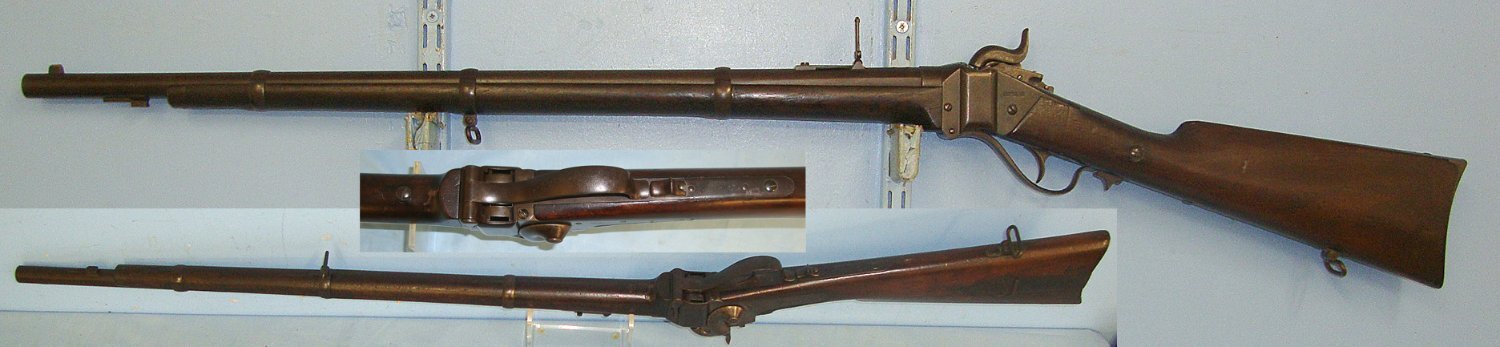 RARE**ORIGINAL**American Civil War Era, Sharps New Model 1859 .52” Paper Cartridge Capping Breech Loading Percussion Single Shot Rifle With Lawrence 1859 Patent Flip Up Ladder Rear Sight & Patch Box. Sn 23386 Sharps  Single Shot Obsolete Rifle