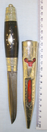BEST QUALITY**Victorian Era Silver Mounted Finnish Puukko Hunting / Fishing Knife With Silver Mounted Open Top Red Leather Scabbard. ED 2182 Hunting Knive