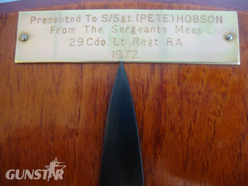 Presentation 3rd Pattern F.S. Commando Dagger With Inscribed Plaque To Staff Sgt Pete Hobson 29 Cdo Lt. Regt. RA 1972 and Two Plaques and a N.I. Presentation Tankard. Sn 11412 Presentation 3rd Pattern F.S. Commando Dagger With Inscribed Plaque To Staff Sgt Pete Hobson 29 Cdo Lt. Regt. RA 1972 and Two Plaques and a N.I. Presentation Tankard. Sn 11412 Antique & Militaria