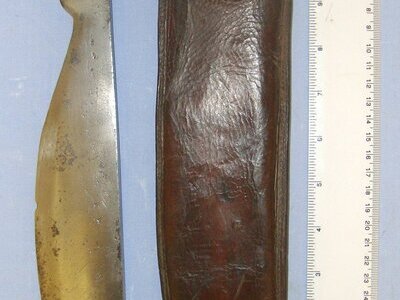 SCARCE**UNUSUAL**WW2 Burma Campaign British Chindit Special Forces, Fighting Knife / Machete With Barong Blade & British Military Form Leather Scabbard. Sn 21889 Other Blade