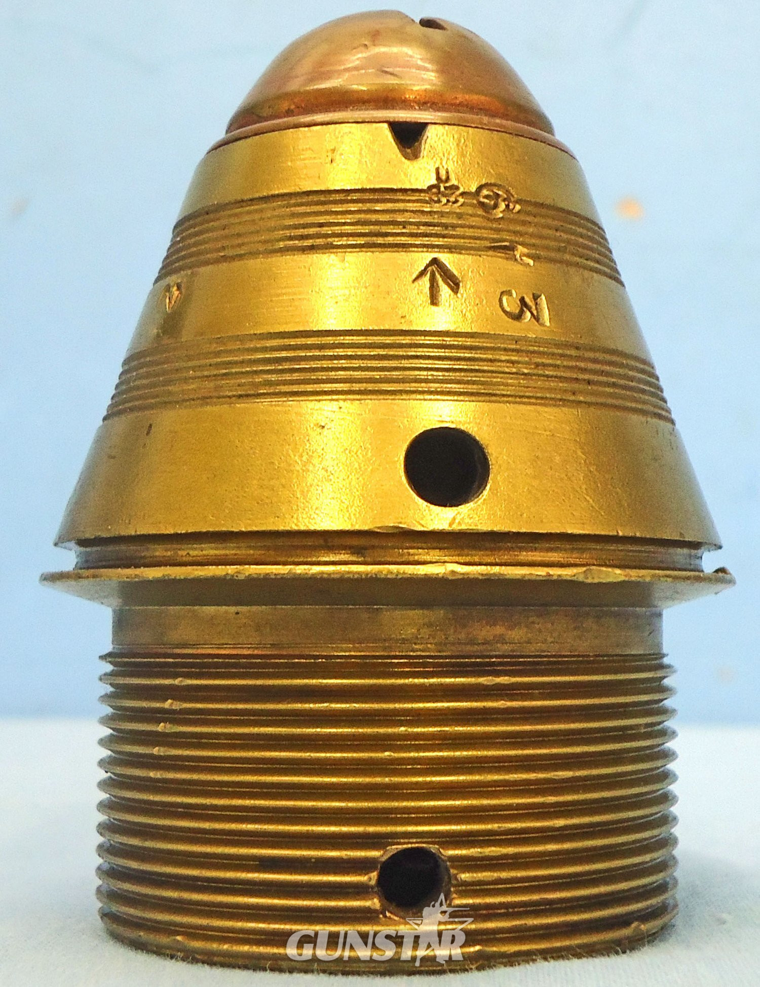 INERT DEACTIVATED. British WW1, 1917 Dated British No 101B Percussion Nose Fuze For High Explosive Heavy Howitzer H.E. (High Explosive) Rounds. - O 2187 INERT DEACTIVATED. British WW1, 1917 Dated British No 101B Percussion Nose Fuze For High Explosive Heavy Howitzer H.E. (High Explosive) Rounds. - O 2187  Other Ammunition - {CATEGORY}
