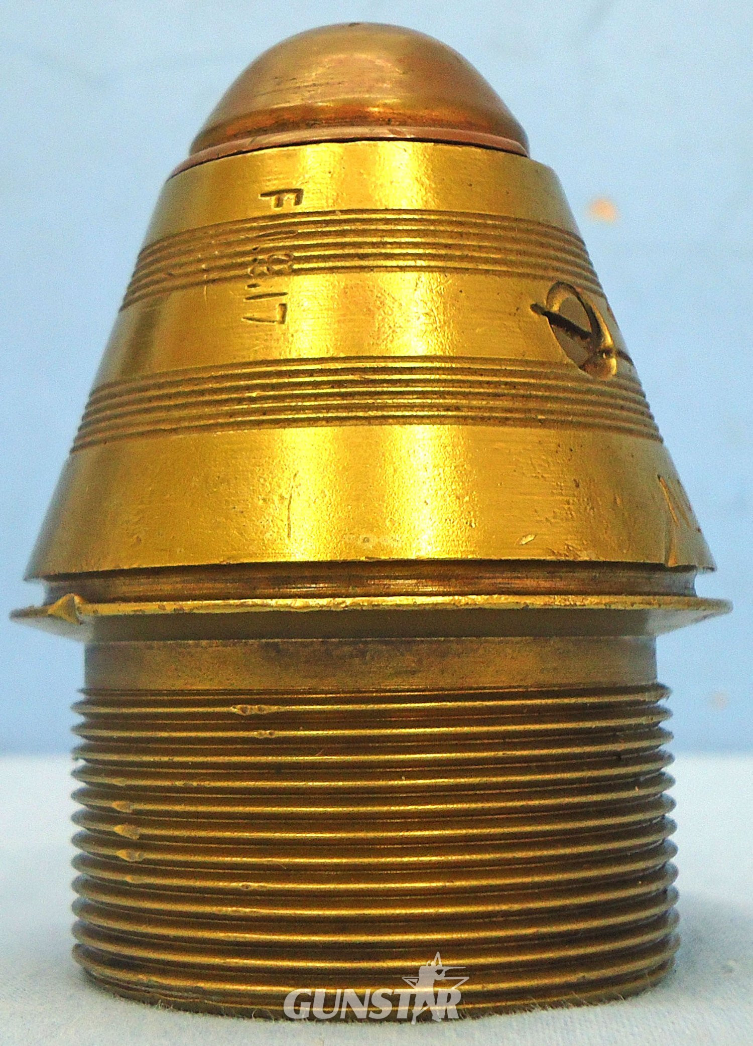 INERT DEACTIVATED. British WW1, 1917 Dated British No 101B Percussion Nose Fuze For High Explosive Heavy Howitzer H.E. (High Explosive) Rounds. - O 2187 INERT DEACTIVATED. British WW1, 1917 Dated British No 101B Percussion Nose Fuze For High Explosive Heavy Howitzer H.E. (High Explosive) Rounds. - O 2187  Other Ammunition 
