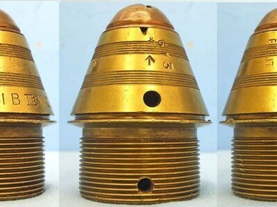 INERT DEACTIVATED. British WW1, 1917 Dated British No 101B Percussion Nose Fuze For High Explosive Heavy Howitzer H.E. (High Explosive) Rounds. - O 2187 INERT DEACTIVATED. British WW1, 1917 Dated British No 101B Percussion Nose Fuze For High Explosive Heavy Howitzer H.E. (High Explosive) Rounds. - O 2187  Other Ammunition