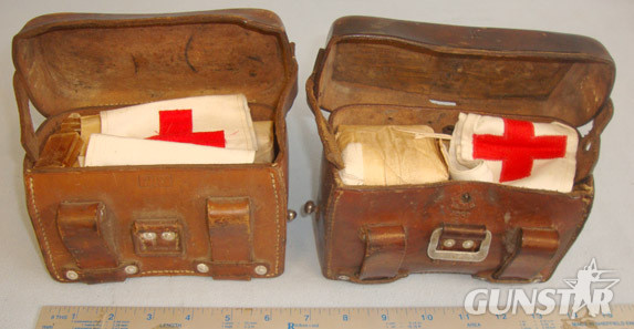 Pair Of WWII 1937 & 1941 Dated German Army Combat Field Medic’s (Sanitäter) Hard Combat Field Medic’s (Sanitäter) Hard Case Left & Right Leather Belt Pouches By  Other Accessory in 