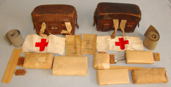 Pair Of WWII 1937 & 1941 Dated German Army Combat Field Medic’s (Sanitäter) Hard Combat Field Medic’s (Sanitäter) Hard Case Left & Right Leather Belt Pouches By  Other Accessory