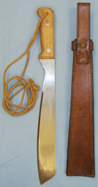  WWII 1945 Dated British Indian Army Machete by Maker Martin Davis and 1945 Stamped Side Opening Sheath by Cawnpore Arsenal. ED 2691. Other Blade