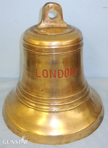 Halcyon Skies London Cargo Ship’s Brass Bell With Iron Striker. Halcyon Skies London Cargo Ship’s Brass Bell With Iron Striker. Other Accessory