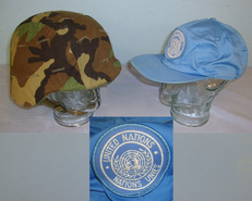 Un-Issued Condition**1980’s –Mid 2000’s US Army & United Nations (UN) Peacekeeping Forces Personnel Armor System for Ground Troops (PASGT) Kevlar Combat Helmet By Devils Lake Sioux Mfg (USA) With Camouflage Cover & UN Issue Baseball Type Blue Cap  Clothing