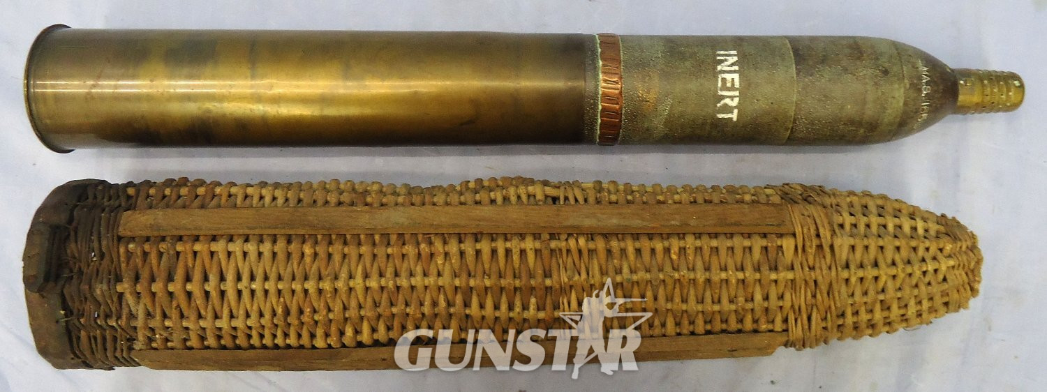 Original, WW1, French Artillery Wicker Ammunition Carrier for 75mm Field Gun Ammunition used by the French Army during WW1 to carry Ammunition to the Guns. O 2410 Original, WW1, French Artillery Wicker Ammunition Carrier for 75mm Field Gun Ammunition used by the French Army during WW1 to carry Ammunition to the Guns. O 2410 Various Other Ammunition 
