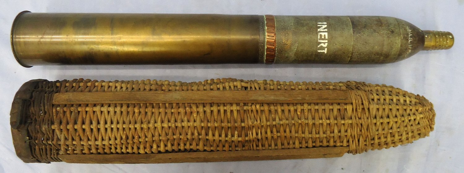 Original, WW1, French Artillery Wicker Ammunition Carrier for 75mm Field Gun Ammunition used by the French Army during WW1 to carry Ammunition to the Guns. O 2410 Original, WW1, French Artillery Wicker Ammunition Carrier for 75mm Field Gun Ammunition used by the French Army during WW1 to carry Ammunition to the Guns. O 2410 Various Other Ammunition 