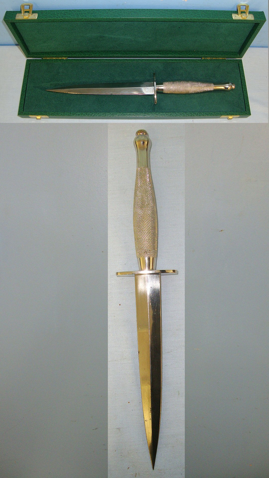  Cased Commemorative British WW2 Fairbairn Sykes 2nd Pattern FS Fighting Knife With ‘FS Fighting Knife’ Etched Blade. Sn 23285 Knive