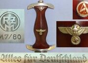 WW2 Production Nazi German 1933 Pattern NSKK Dagger By RZM M7/80 ‘Gustav Spitzer Solingen’ (Rarity Value 6), Motto Etched Blade & Scabbard. Sn 23484:44 Dagger