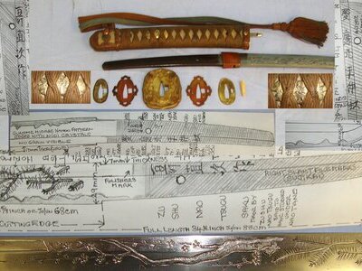 QUALITY HORIMONO CARVED ANTIQUE 1865 DATED BLADE**WW2 Smith Signed Tang ‘Zu Shu Nao Tsugu Saku’ Japanese Army Officer’s Type 98 Gunto Sword, Rank Tassel, Scabbard Bag / Cover & Expert Assessment Sn 23716 Sword