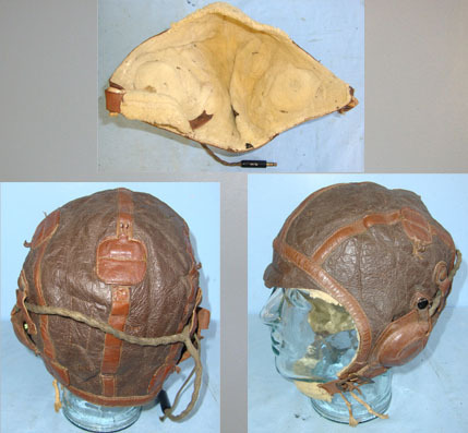 USAAF) Fighter Pilot\\\'s B-6 Leather Flying Helmet With Murdock Co U.S. Army Si Fighter Pilot's B-6 Leather Flying Helmet With Murdock Co U.S. Army Signal Corps Clothing