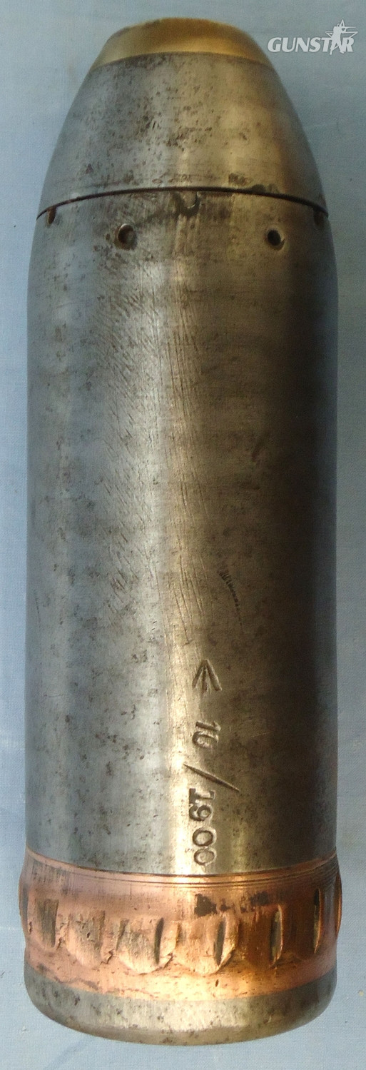 INERT DEACTIVATED. Rare British Boer War Period 1900 Dated 15 Pounder Mark V, Breach Loading Horse Field Gun Shrapnel Shell. - O 1954 INERT DEACTIVATED. Rare British Boer War Period 1900 Dated 15 Pounder Mark V, Breach Loading Horse Field Gun Shrapnel Shell. - O 1954  Other Ammunition 