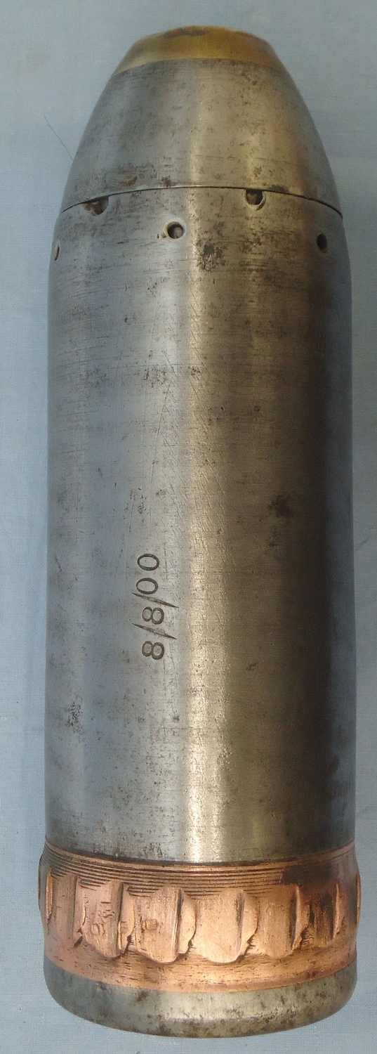 INERT DEACTIVATED. Rare British Boer War Period 1900 Dated 15 Pounder Mark V, Breach Loading Horse Field Gun Shrapnel Shell. - O 1954 INERT DEACTIVATED. Rare British Boer War Period 1900 Dated 15 Pounder Mark V, Breach Loading Horse Field Gun Shrapnel Shell. - O 1954  Other Ammunition - {CATEGORY}